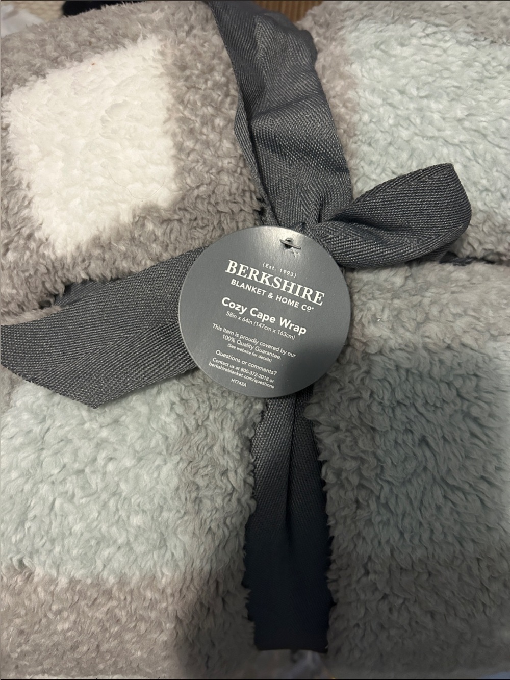 Berkshire Plush Cape Wrap in Gray and Cream